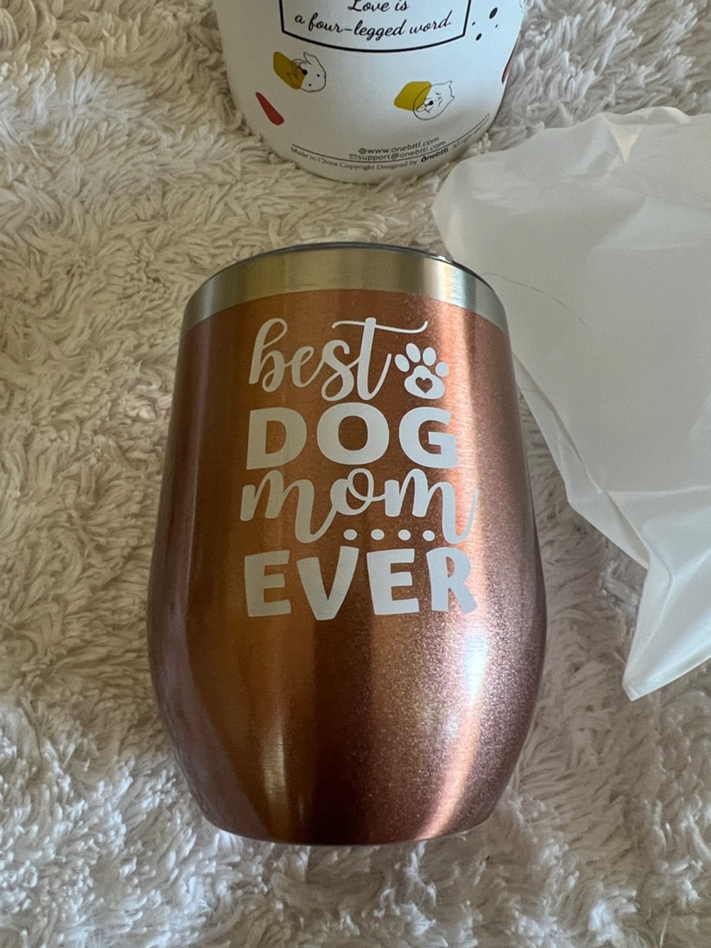 Best Dog Mom Ever Wine Tumble.  Insulated Stainless Steel Tumbler with Lid